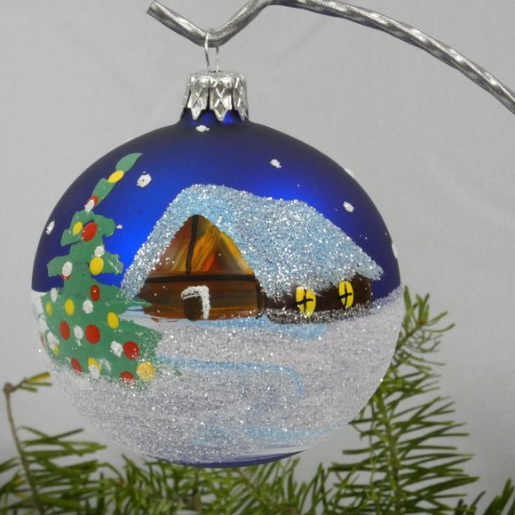 Winter Village Hand Decorated Christmas Ornament 3" Blown Glass Ball**SET OF 6** - Picture 2 of 5